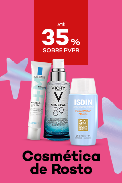 Produtos de Cosmética com destaque promocional de  35% sobre preço de Venda ao Público Recomendado
